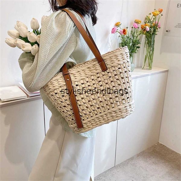 Umhängetaschen Damen Stroh Weben Tasche Boho Hohl Design Sommer Große Kapazität Eimer Handtasche Rattan Handgemachte Handwerk Tote BasketH24217