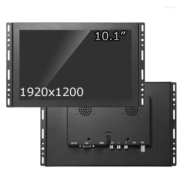Monitor de tela sensível ao toque resistivo IPS com caixa de metal de 10,1 polegadas com interface VGA HDMI USB BNC AV multi