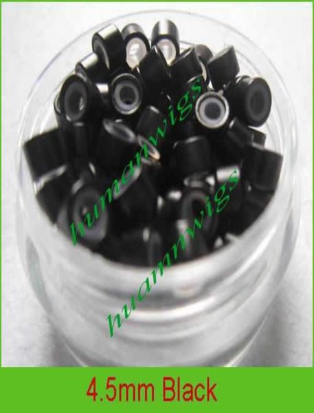 45-mm-Silikon-Mikroringverbindungen für Haarverlängerungen, Haarverlängerungswerkzeuge, schwarz, 5000 Stück, Mischfarbe 3978852