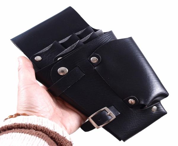 1 stücke Leder Friseur Fall Werkzeuge Scheren Tasche Barber Holster Beutel Halter Niet Geldbörse Einstellbare Taille Schulter Gürtel1357455