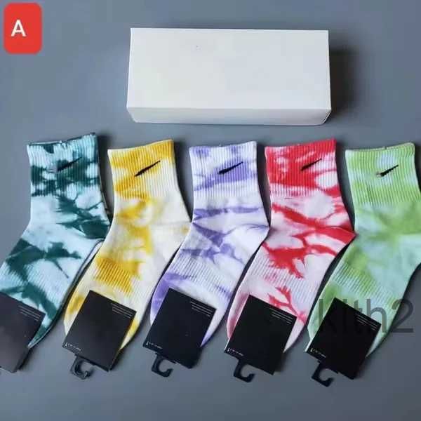 Mens meias tie dye mulheres meias respirável algodão puro atacado jogging basquete futebol esportes com caixa w0vh