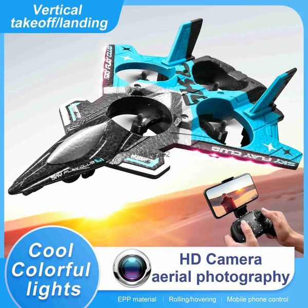 Drohnen RC Flugzeug HD Kamera Schaum Segelflugzeug Luftaufnahmen Fernbedienung Kämpfer Led Licht Flugzeug 360 Hover/Roll Spielzeug YQ240217