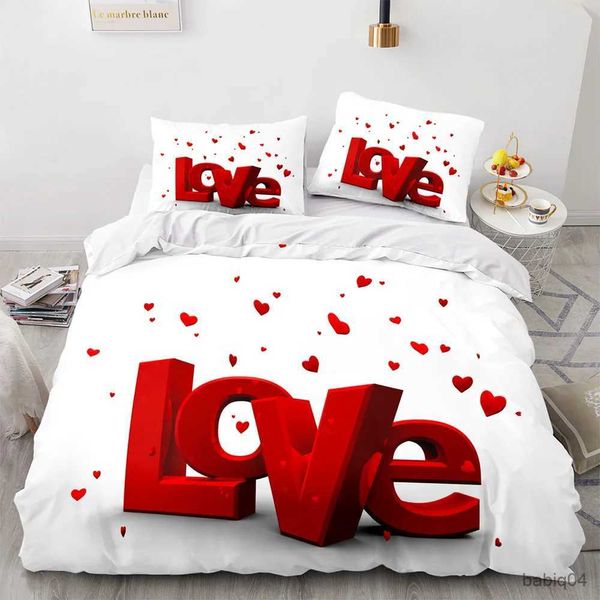 Bettwäsche-Sets, Paar-Liebhaber, Geschenk, Bettbezug-Set, Liebe, Trösterbezug, Valentinstag-Bettwäsche-Set, Queen-King-Size-Größe, 2/3-teilig, Polyester-Bettbezug