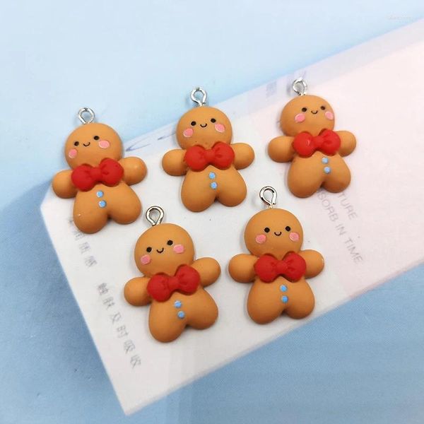 Charms 10pcs Noel Gingerbread Lady Kawaii Reçine Kolye Küpe Bilezik Anahtar Ke Takıları Bulgular Yapma C1090