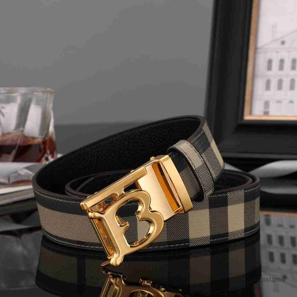 Burrberry Cintos Top Quality Luxury Designer Belt Mens Buckle Stripe Carta Clássico Ouro e Prata Largura 3.8cm 100-125cm Moda Presente TCKC