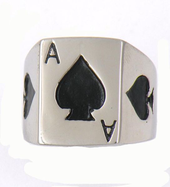 FANSSTEEL joias vintage masculinas ou femininas de aço inoxidável SIGNET CLASSIC POKER SPADE A LUCKY RING 13W775095031