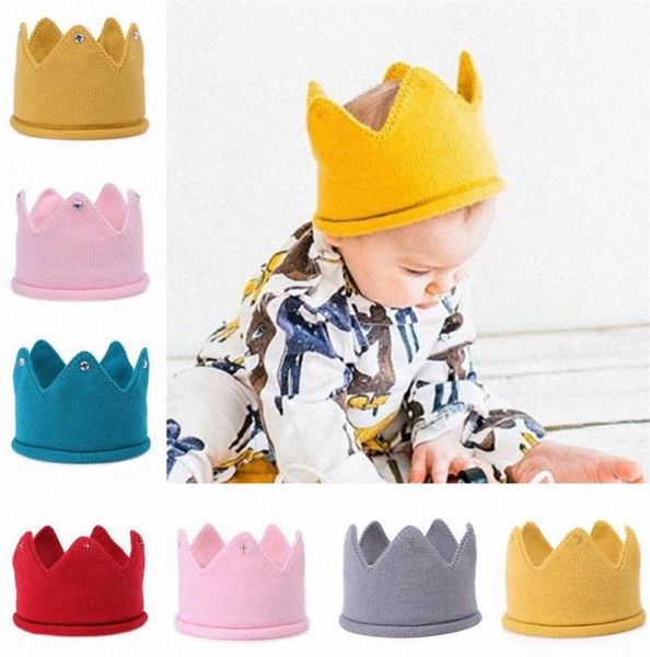 Yuxic chapéus de coroa para bebês recém-nascidos, chapéus de malha de crochê para meninos e meninas, turbante infantil, acessórios para cabelo tpzz6855079