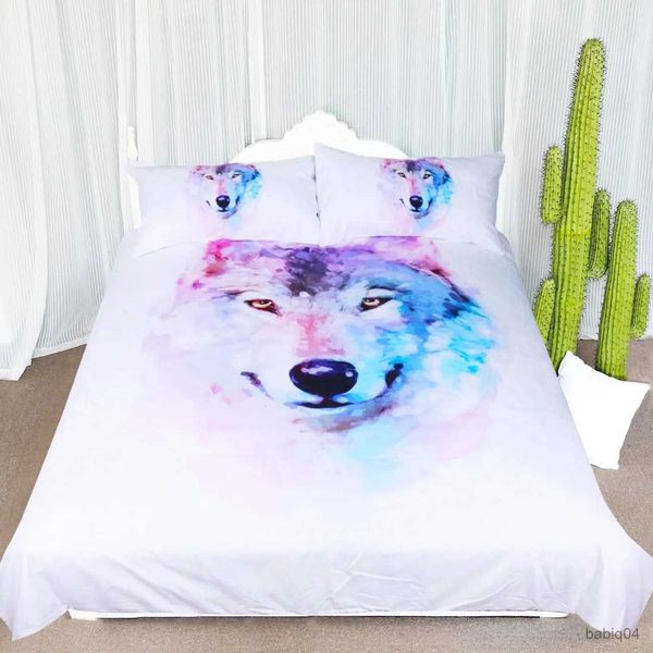 Conjuntos de cama Meninos Lobo Duvet Cover Set Queen Size Boho Wolf Wildlife Animal Bedding Set Homens Galaxy Dream Catcher Moon Poliéster Quilt Cover