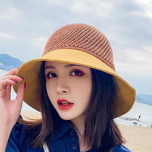 Berets respirável mulheres chapéu largo aba flexível para meninas proteção uv dobrável viagem boné praia verão elegante senhora