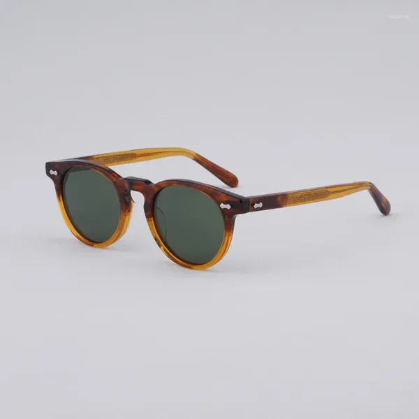 Óculos de sol marca japonesa designer óculos quadro artesanal retro vintage acetato redondo feminino masculino ao ar livre uv400 miopia óculos