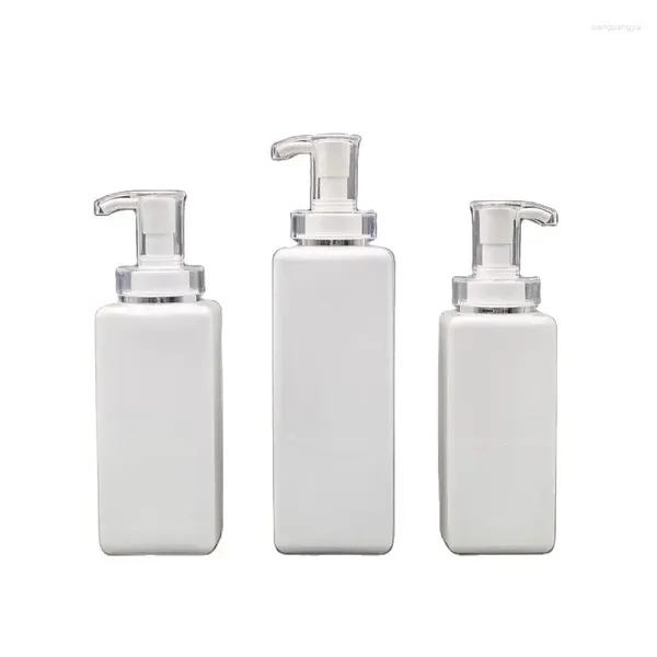 Vorratsflaschen 12 Stück nachfüllbare Lotion-Pumpflasche, quadratisch, PET, weißer Kunststoff, 300 ml, 400 ml, 500 ml, 600 ml, leere Haarspülung, Shampoo
