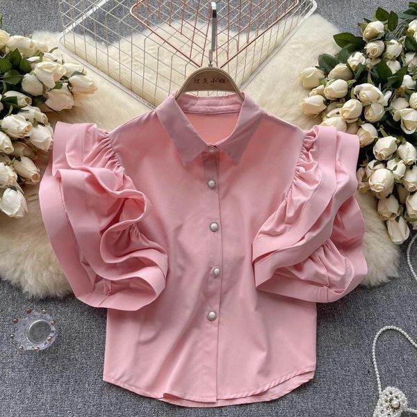 Damenblusen, elegante ärmellose Bluse mit Schmetterlingsärmeln, schicke Vintage-Mode, bauchfreies Top für Damen, Frühling/Sommer, Hemden, Kleidung