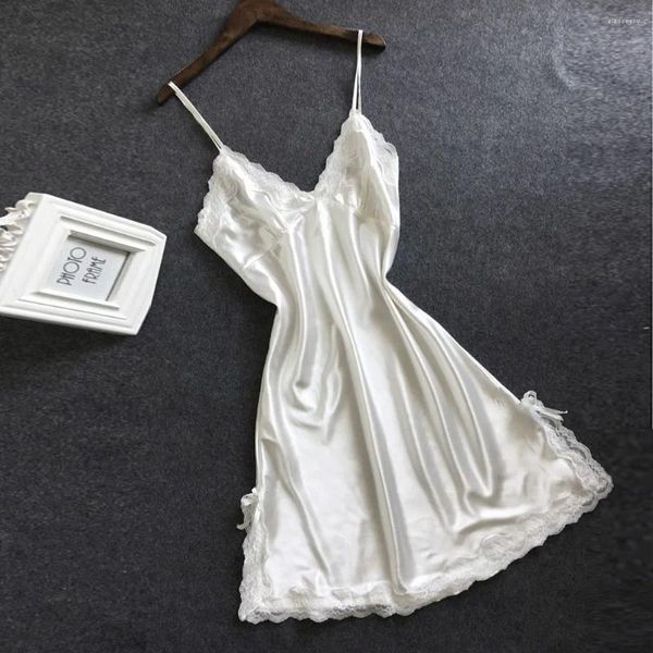 Mulheres sleepwear rendas retalhos camisola lingerie noite vestido de seda de casamento 2024 sleep wear nightdress roupas mulheres nightgowns sexy