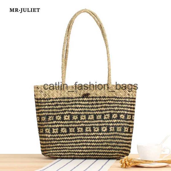 Bolsas de ombro Bolsa de palha acolchoada natural Bolsa feminina de férias OneH24217