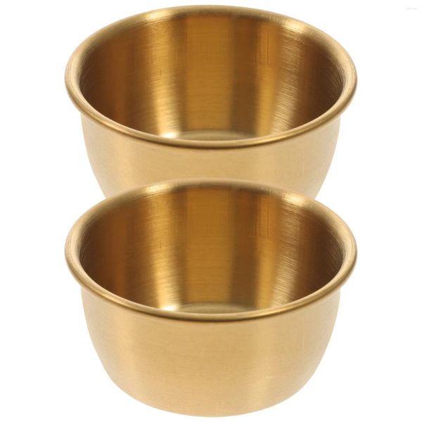 Pratos 2 pçs pratos de molho de aço inoxidável vinagre açúcar tigelas sushi mergulhando tigela aperitivo soja para cozinha em casa-5cm (dourado)