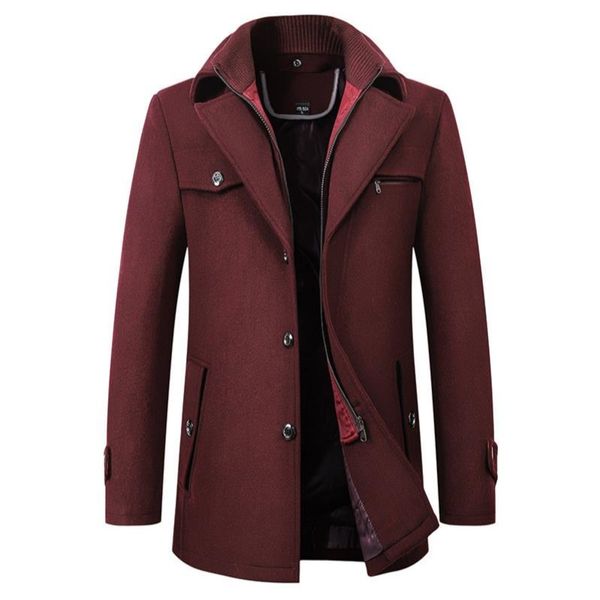 Cappotto invernale spesso e caldo in lana da uomo Moda doppio colletto antivento Smart Casual giacche da uomo capispalla cappotti lunghi di lana DropShipping