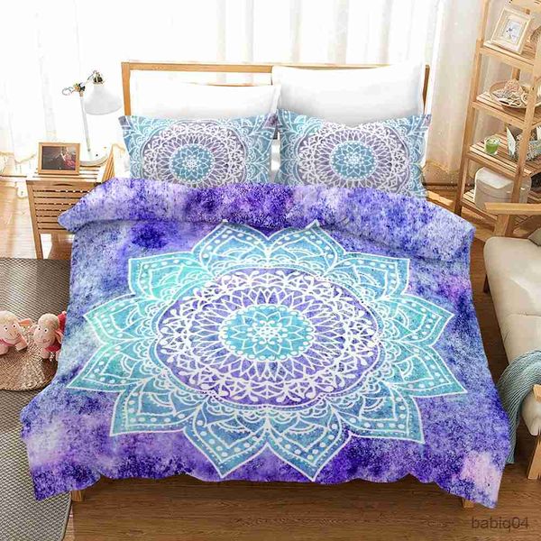 Set di biancheria da letto Fanaijia Boho Biancheria da letto acquerello Mandala Set di biancheria da letto Queen Size Copripiumino bohémien con custodia