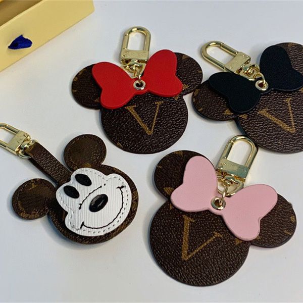 Designer Cartoon Mickey Tier Kreative Schleife Schlüsselanhänger Zubehör Schlüsselanhänger PU Leder Buchstaben Muster Auto Schlüsselanhänger Schmuck Geschenke Zubehör