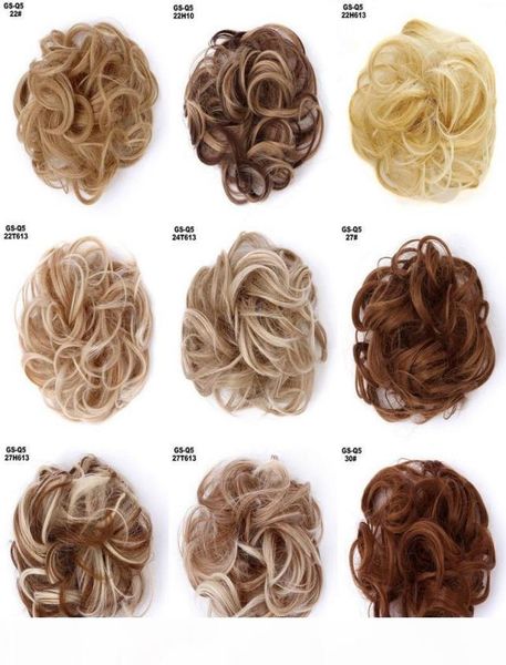 Elástico bagunçado cabelo coque sintético donut kinky encaracolado scrunchie rolo de cabelo moda rápido e fácil chignon5244853