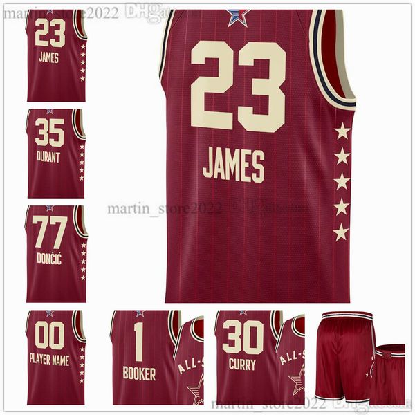 Maglie da basket All-Star 2024 Luka LeBron 23 James 77 Doncic Nikola Kevin Durant 15 Jokic Shai 2 G i l g e o u s - A l e x a n d e r Booker Curry Davis Edwards George Leonard Towns