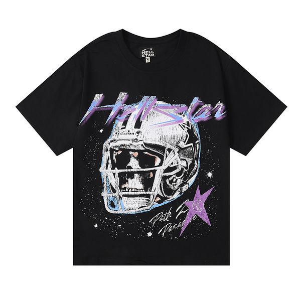 Летняя новая мода Hellstar Mens Woman футболка с графической футболкой для одежды All-Match Hipster Cashed Street Graffiti Beating Foil Print Винтажная футболка Q1