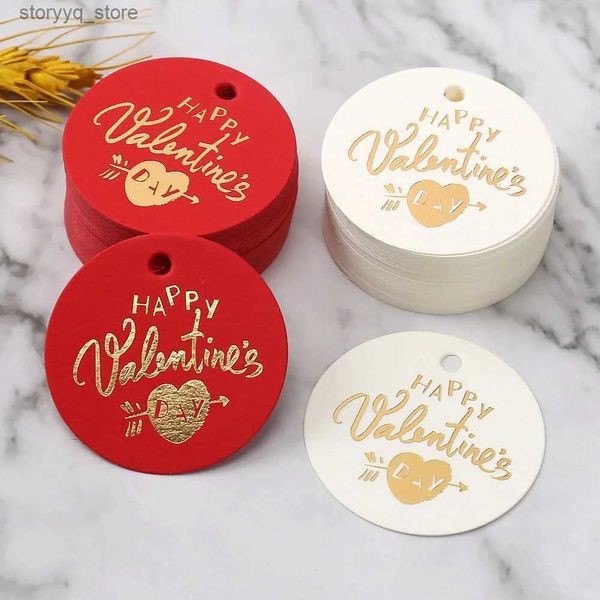 Etichette Etichette Buon San Valentino Etichette regalo Rotondo Bianco Nero Rosso Etichette di carta Etichette Etichette Forniture per imballaggi per feste di nozze Scatola per torte Etichetta per appendere Q240217