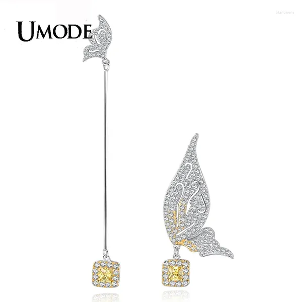 Baumelnde Ohrringe UMODE Gelber Zirkonia Schmetterling AB Modell Ohrring Schmuck Boucles D'oreille Für Frauen Mädchen Geschenk Dropshipp Großhandel