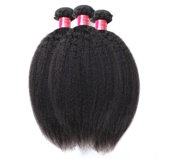 Qualität 10A unverarbeitetes mongolisches Haar Afro verworrene gerade Webart-Verlängerungen 3 Stück Lot italienische grobe Yaki-Menschenhaareinschlagfaden1685453