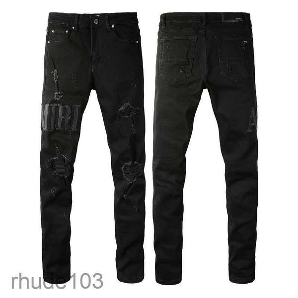 Calças de brim dos homens novos amirs luxo buracos calças moda marca jean carta biker calças homem roupas amri jeans das mulheres dos homens calças 64ra asda