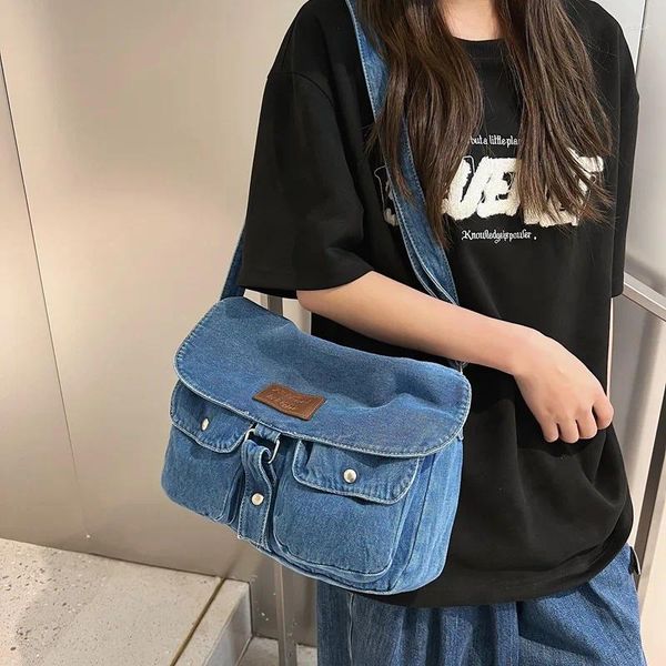 Borse da sera Borsa a tracolla Hobo in denim da donna Desginer Blu Borse e borsetta Borsa a tracolla multitasche Borsa a tracolla di grande capacità