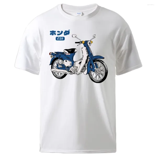 Homens camisetas Clássico Super Cub C50 Motorcyclesprinted Camiseta Homem Algodão Moda Manga Curta Suave Respirável Tees Todos os Jogo Básico