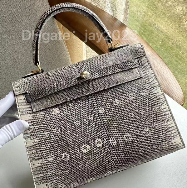 Borsa tote completamente fatta a mano Borsa Skew firmata Borsa a conchiglia classica di lusso 25 dimensioni pelle di lucertola importata filo di cera d'api cucito L'hardware oro/argento può essere personalizzato