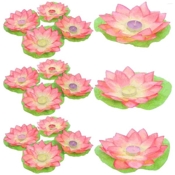 Candle Holders 15pcs Lotus Water Tealight Flower Pool Decor For Festival (Random Color)