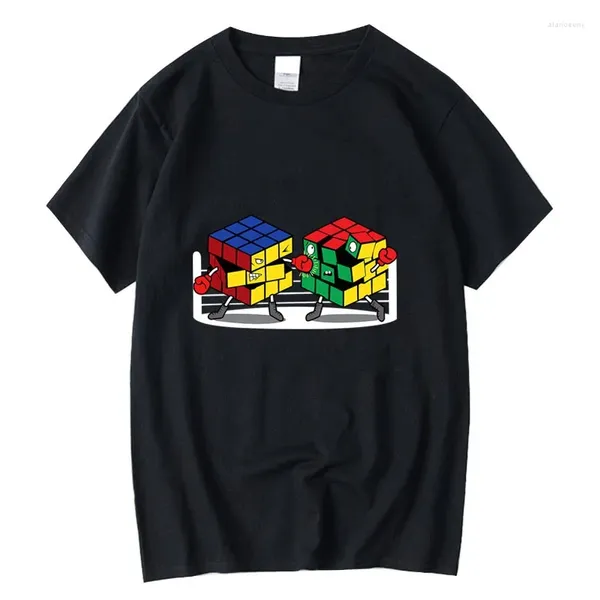 T-shirt da uomo XIN YI Cotone di alta qualità Manica corta Divertente Cubo di Rubik Stampa O-Collo T-shirt Casual Hip Hop per uomo Tees