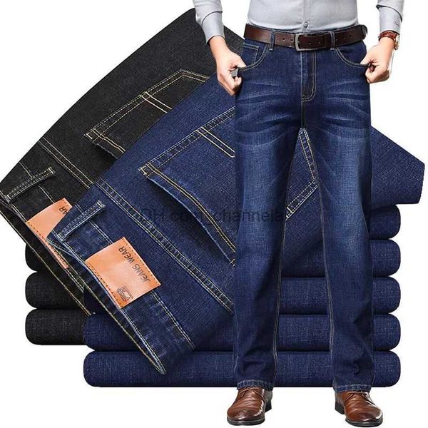 Calças de brim masculinas 28-40 calças finas de verão calças retas jeans azuis slim calças de trabalho casuais sem elasticidade t240217