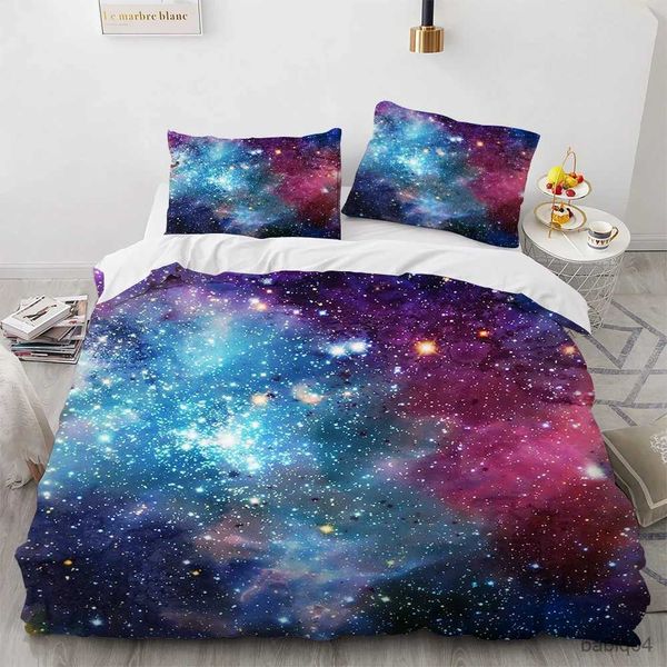 Set di biancheria da letto Galaxy Planet King Queen Copripiumino Universo Cielo Set di biancheria da letto 3D Blue Earth Spazio esterno Astronomia 2/3 pezzi Copripiumino in poliestere