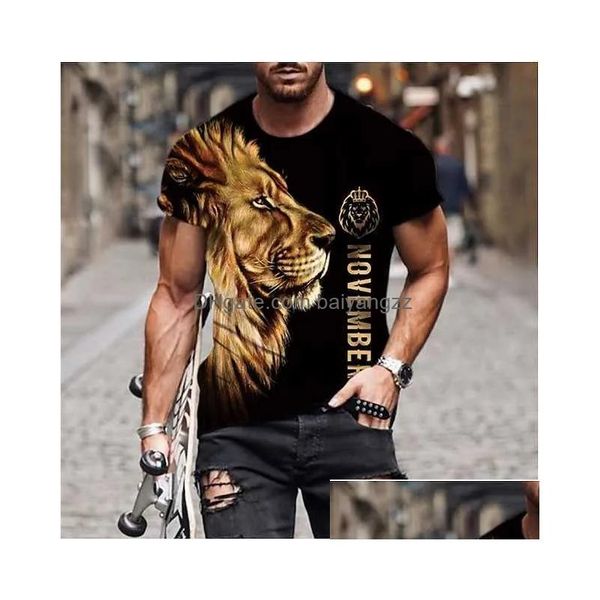 T-shirt da uomo T-shirt da uomo T-shirt Grafica Animale Girocollo Verde Blu Viola Giallo Marrone Stampa 3D Taglie forti Casual Quotidiano Corto Dhnt7