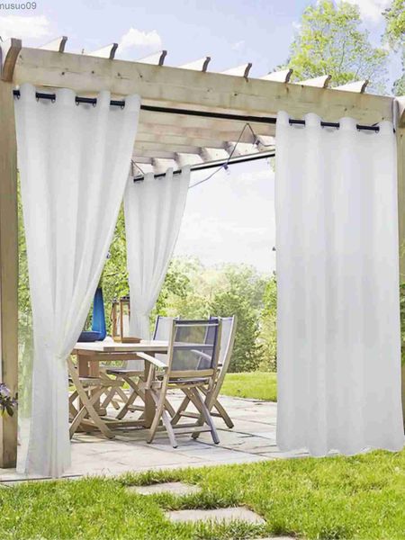 Cortina impermeável ao ar livre cortinas transparentes painéis para jardim guia superior privacidade voile cortinas