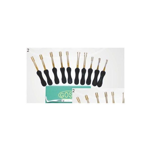 Outras ferramentas de veículos 2014 Novo Goso 10pcs Ancinhos de dupla face Lockpicks Serralheiro Kit de bloqueio de carro Conjunto de abridor de picareta Entrega móvel Dhoyh