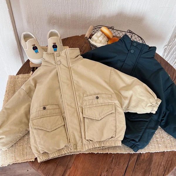 Jacken Kinder mit dicker Baumwolle gepolsterte Jacke Baby Boy Winter Western Style 2024 japanische Baseballuniform Mantel