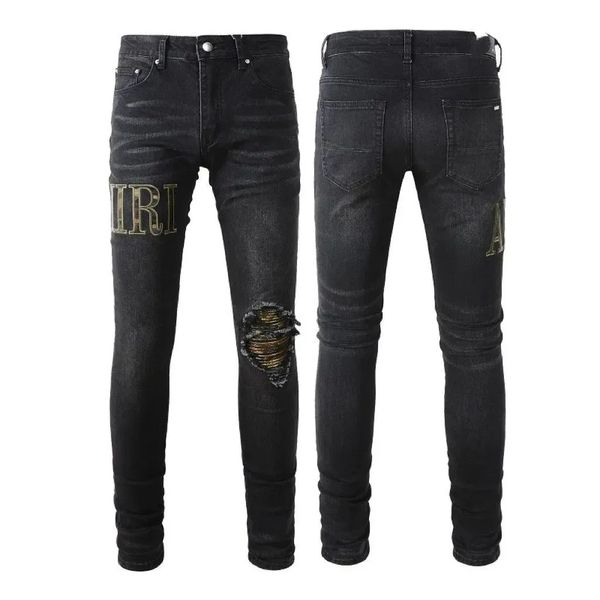 Amirs Designer Jeans da uomo Pantaloni dritti moda viola Brand New Real Stretch Robin Rock Revival Crystal Rivet Denim 2 IIN3
