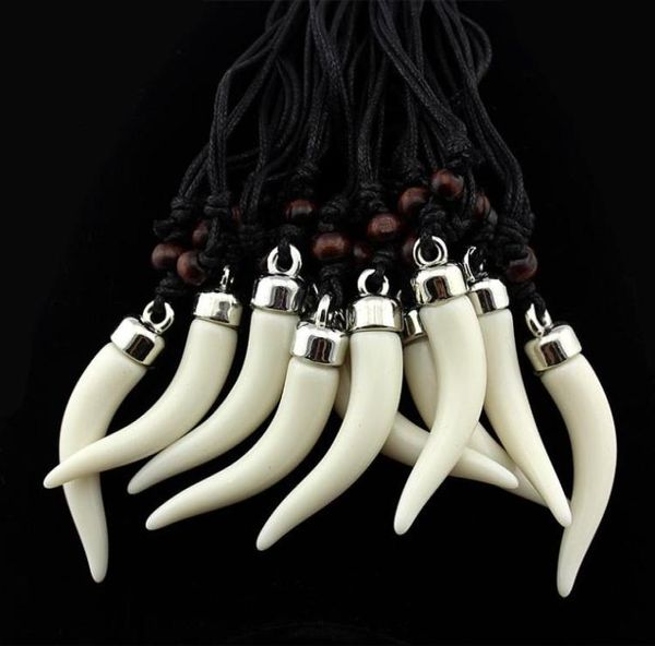 Colar pingente de dente de lobo, imitação de osso de iaque, misto inteiro, 12 peças, acrílico, elefante, dentes, amuleto, homens, mulheres, 039s, joalheiro2465144