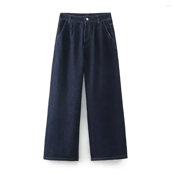 Женские брюки 2024, синие джинсовые брюки, женские джинсы палаццо, женская мода, мешковатые широкие брюки с высокой талией, осенняя уличная одежда Y2K