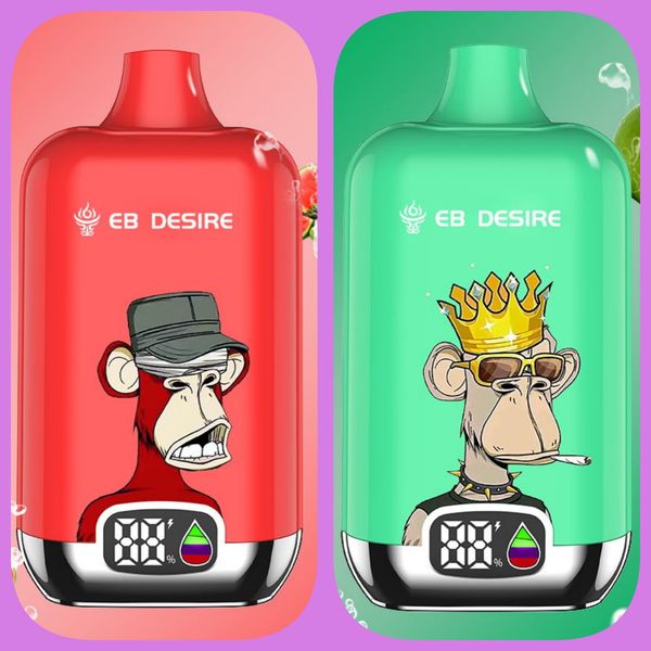 Original EBDESIRE Mega caixa digital 12000 baforadas grande poco LCD Vape caneta vaper vapor BC 5000 7000 9000 7K 9K 12K puff descartável Pod Cartucho 550mAh 20ml Bateria Vapes