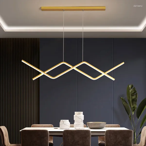 Lâmpadas pendentes moderna LED luz minimalista candelabro para sala de jantar cozinha bar restaurante decoração de casa iluminação controle remoto