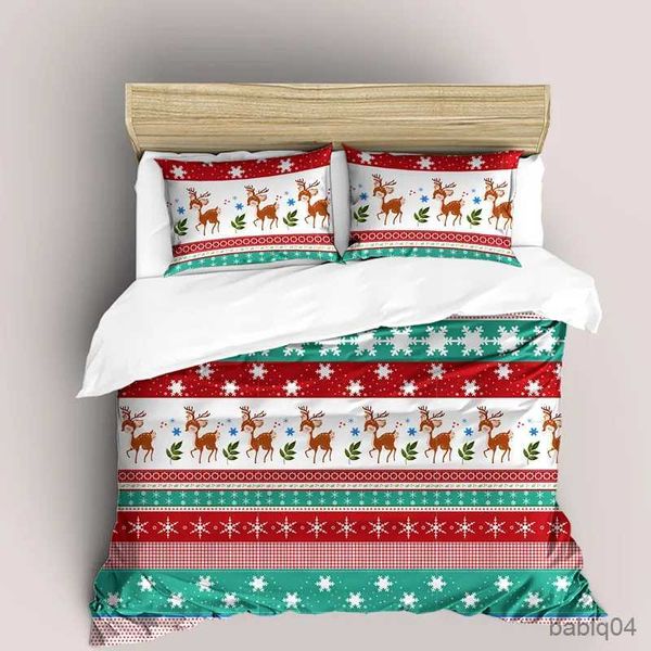 Set di biancheria da letto Set di biancheria da letto di lusso rosso di Natale Set copripiumino per bambini Queen Size Cartoon con custodia Set di letti singoli New Yease completo di trapunta doppia