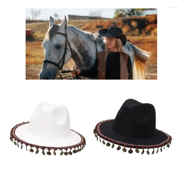 Berretti Cappello da cowboy in feltro Costume da cowgirl occidentale Cappellino Fedora Berretto per bambini Ragazzi Ragazze