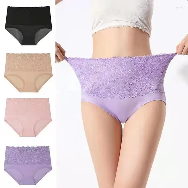 Damenhöschen 3PCS Unterwäsche Spitze Warmes Muster Hohe Taille Hosen mit Fett und Breite Extra große Größe