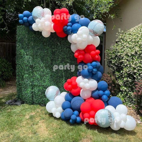 123/91 pezzi palloncini rossi bianchi e blu ghirlanda palloncini foil baseball festa a tema baseball baby shower decorazioni per feste brithday 240130