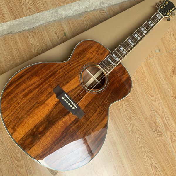 Akustik Gitar 6strings Tüm Koa Ahşap Gül Ağacı Klavye Destek Özelleştirme Freeshippings